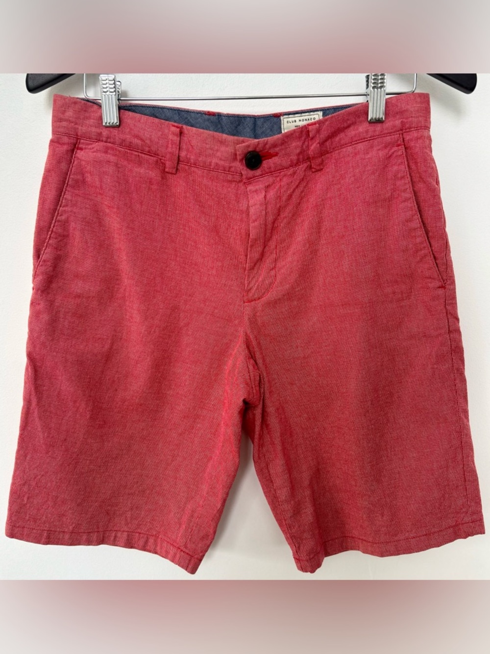Club Monaco Men’s Red Chino Shorts Size 28 Cotton Summer Casual Preppy